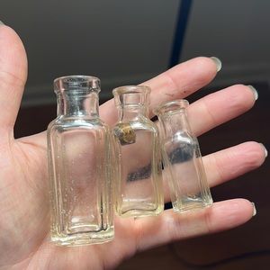 Set of 3 vintage antique cork top bottles